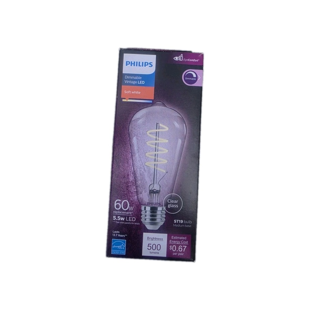 Philips Vintage LED ST19 Clear Soft White 60W Dimmable 500 Lumens E26